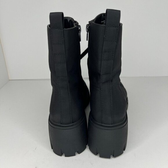 Womens HYPE05S1 Black Fabric Lace Up Side Zip Chunky Size 10M Ankle Combat Boots - Picture 5 of 9